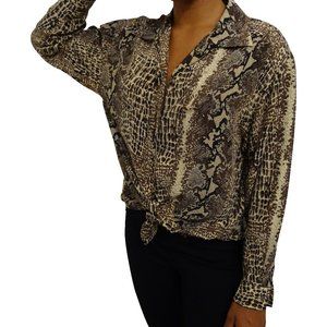 Vintage FY2 100% Silk Blouse Snake Print Size Medium